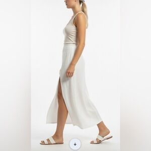 Lotus Eaters Old Money White Linen Maxi Skirt XL NWOT